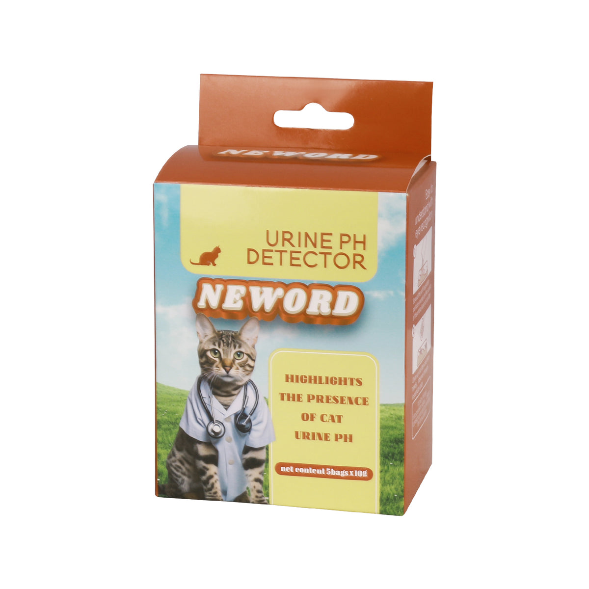 Neword Urine PH Detector packaging with a cat on a grassy background